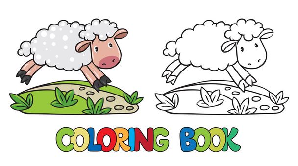 Libro para colorear de pequeñas ovejas divertidas
 - Vector, Imagen