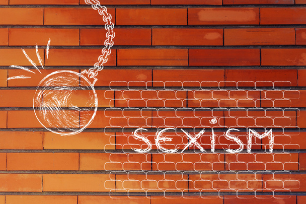 wrecking ball against sexism text - Foto, Imagem