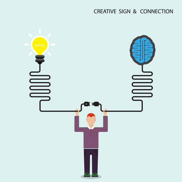 Üzletember, a pénzügyek és a kreatív izzó brain szimbólum, tudását - Vektor, kép