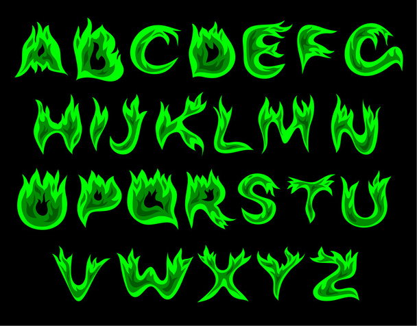 Acid flame alphabet - Vector, Imagen