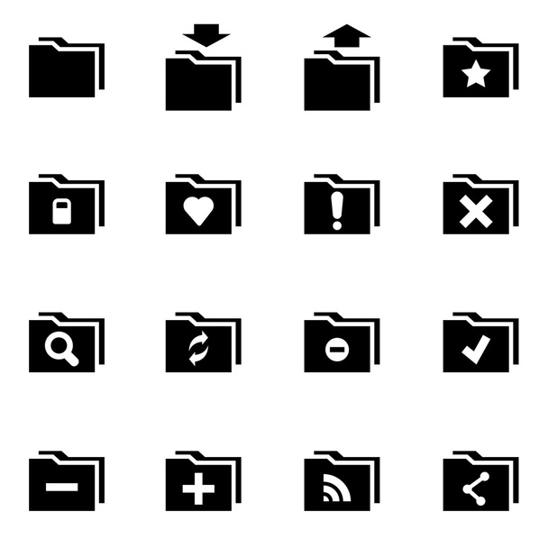 Vector black folder icon set - Vetor, Imagem