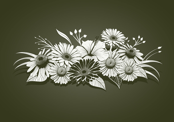 Flowers on Dark Background - Vector, Image