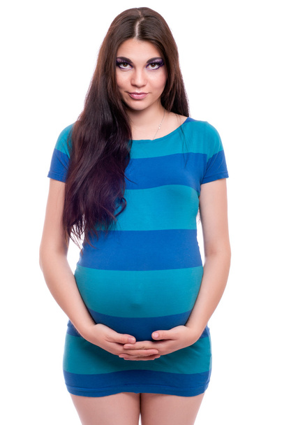 terhes nő a stúdióban - Fotó, kép