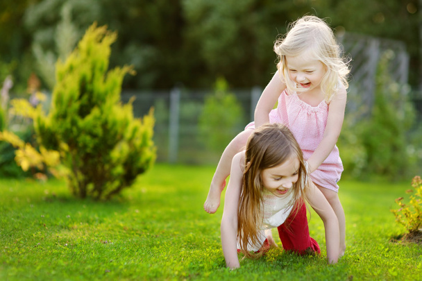 Sestry baví na trávě - Fotografie, Obrázek