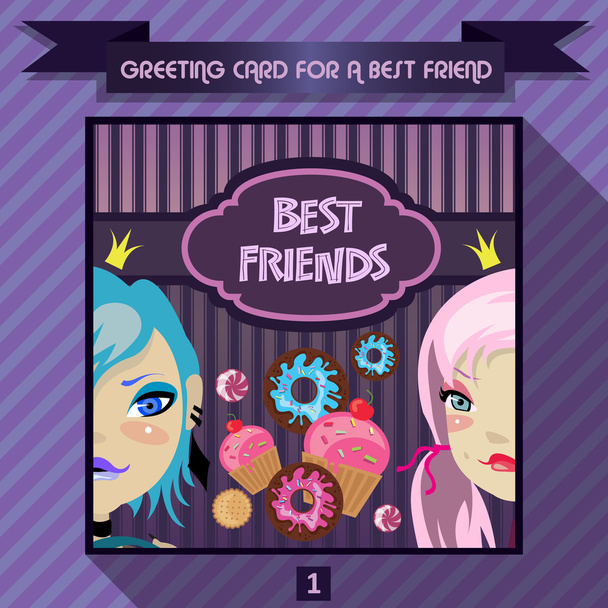 Greeting card for a best friend. Birthday greetings for girls. - Διάνυσμα, εικόνα