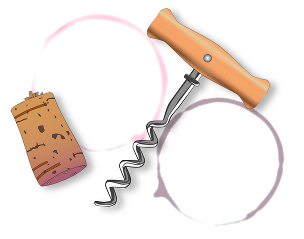 Corkscrew and Bottle Ring - Vector, Image