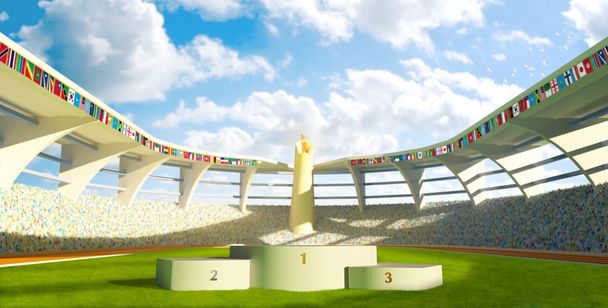 Олимпийский стадион с трибуной
 - Фото, изображение