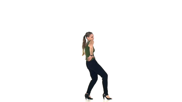 Young social latin dancer continue moves dancing, on white, slow motion - Video, Çekim