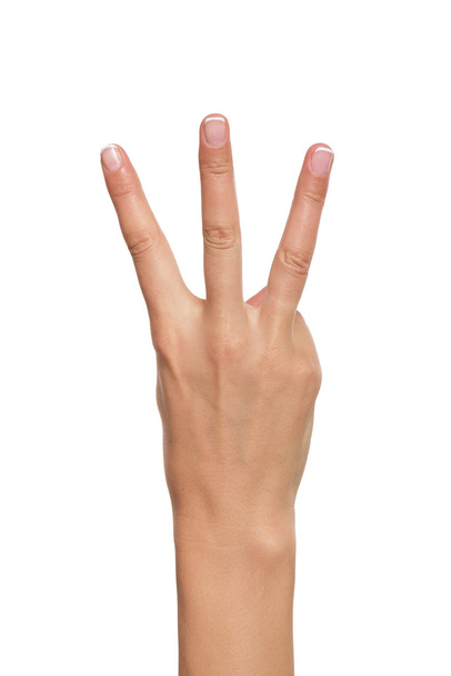Femme main montrant trois doigts
. - Photo, image