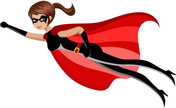 分離されたスーパー ヒーロー女性飛行 - ベクター画像