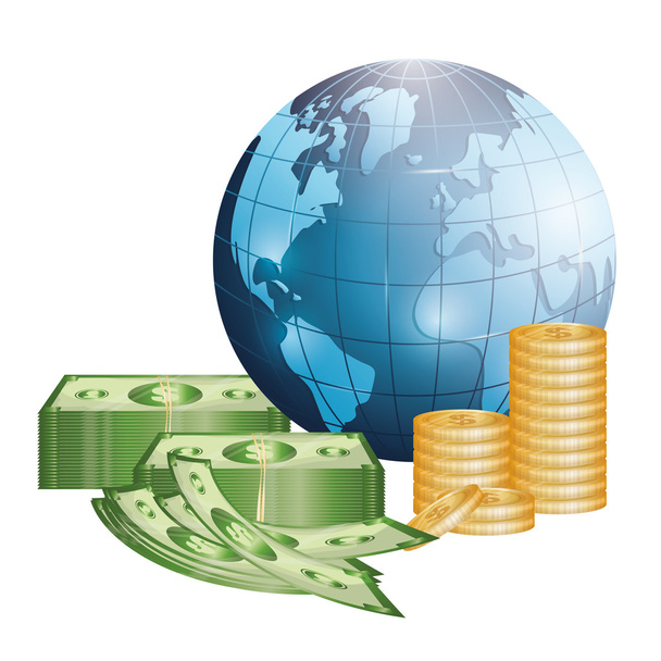 Obchod, peníze a globální ekonomika - Vektor, obrázek