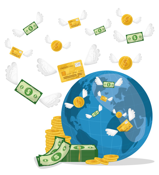 Επιχειρήσεων, χρήματα και παγκόσμια οικονομία - Διάνυσμα, εικόνα