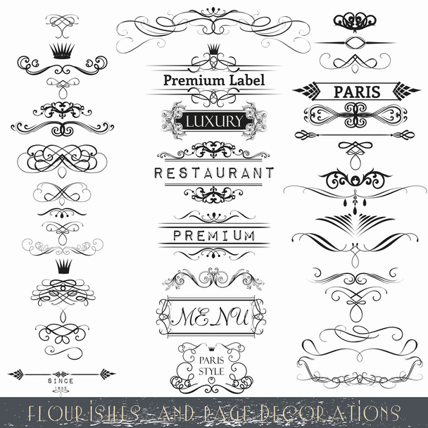 Conjunto de elementos caligráficos vetoriais e decorações de página
 - Vetor, Imagem
