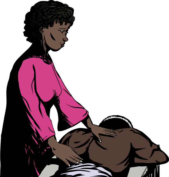 Massuer geven een Massage - Vector, afbeelding
