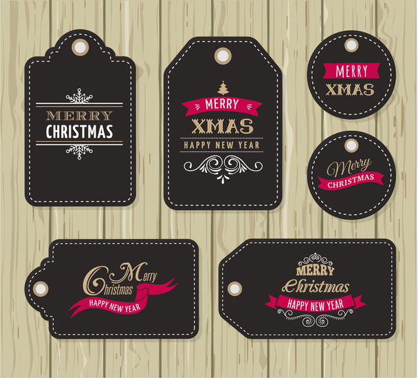 Merry Christmas Gifts Tags Hand Lettering Stock Vector (Royalty