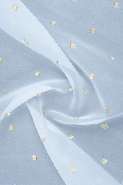 Шелковая ткань, белая с золотыми акцентами
 - Фото, изображение
