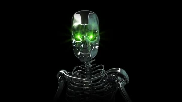 Ανδροειδών ανθρώπινο Cyborg, με πράσινα μάτια - Πλάνα, βίντεο