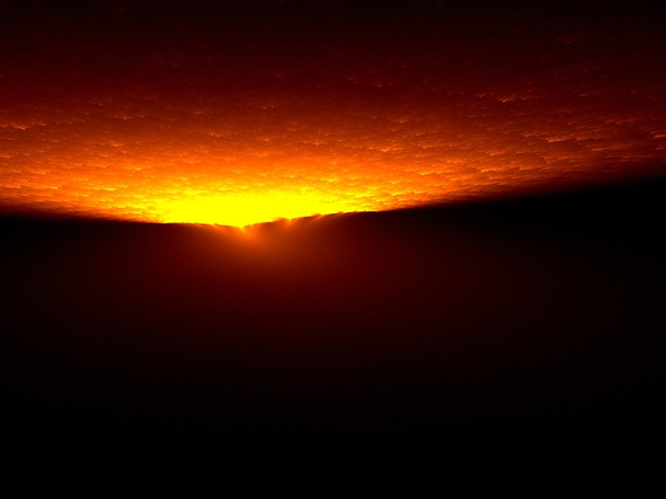 západ slunce nad horami - fraktálový obraz - Fotografie, Obrázek