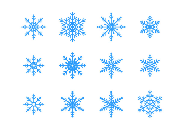 blauwe sneeuwvlokken op wit - Foto, afbeelding