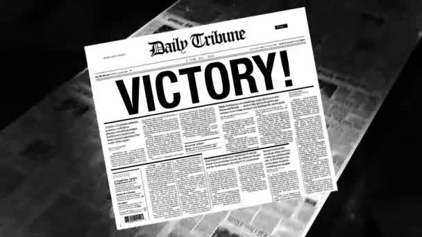 Zwycięstwo! -Nagłówek gazety - Materiał filmowy, wideo