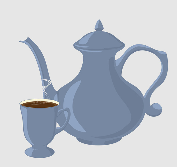 Coffee pot and coffee Cup. - Vector, Image