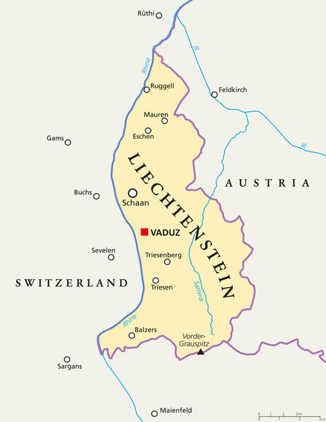 Liechtenstein siyasi Haritası - Vektör, Görsel
