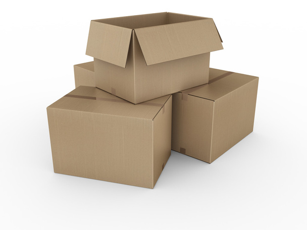 Cardboard boxes stacked - Fotoğraf, Görsel