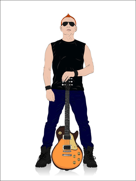 rocker with guitar - Vector, Imagen