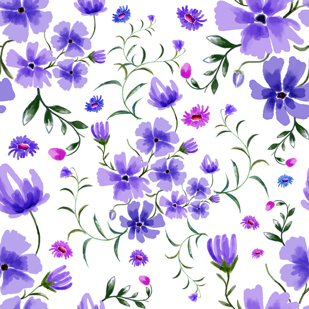 Watercolor Floral Seamless Pattern - Vector, Image