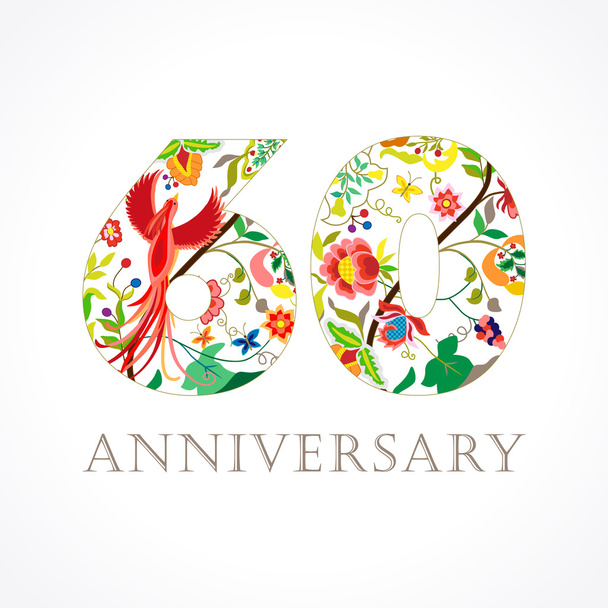 60 anniversary folk logo. - Vector, Image