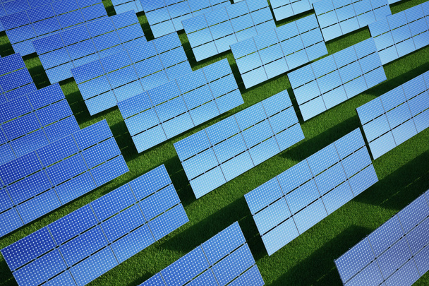 solární panel na travnaté hřiště - Fotografie, Obrázek