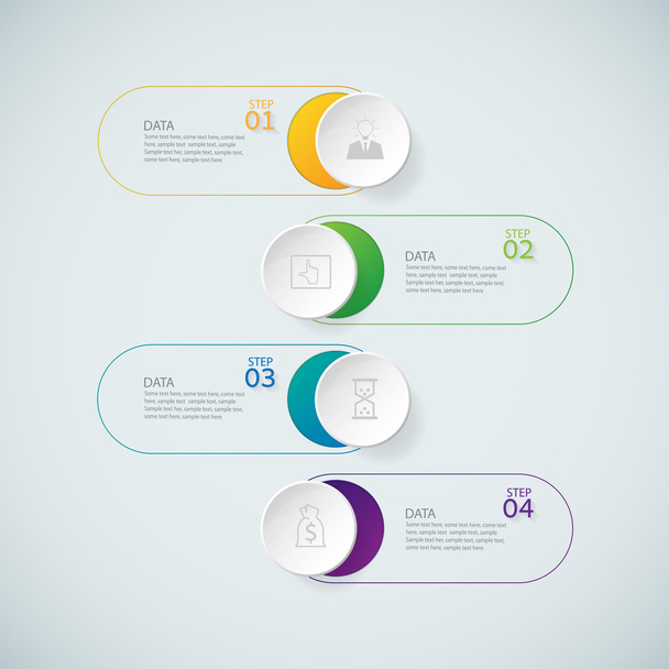 Modelo de design infográfico e ícones de marketing na parte traseira cinza
 - Vetor, Imagem