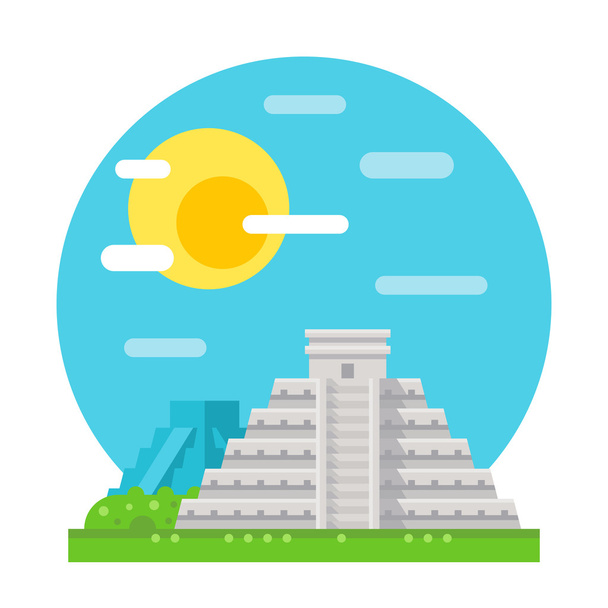 Chichén Itzá hito de diseño plano
 - Vector, imagen