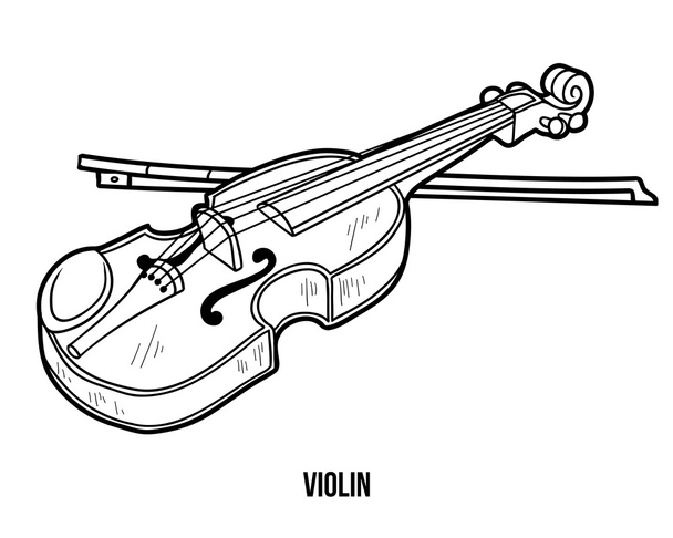Malbuch für Kinder: Musikinstrumente (Geige)) - Vektor, Bild
