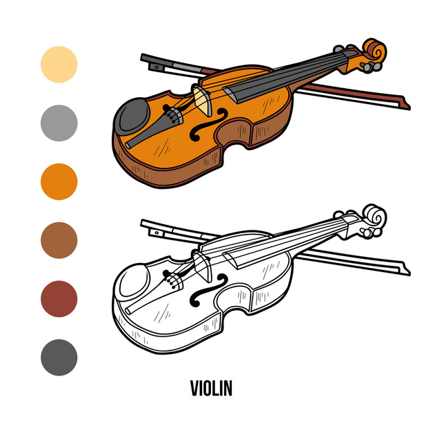 Kifestőkönyv gyerekeknek: hangszer (hegedű) - Vektor, kép