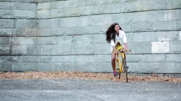 African American girl with bike - Filmati, video