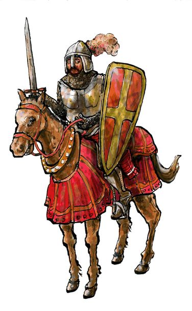 At üstünde bir şövalye - Vektör, Görsel