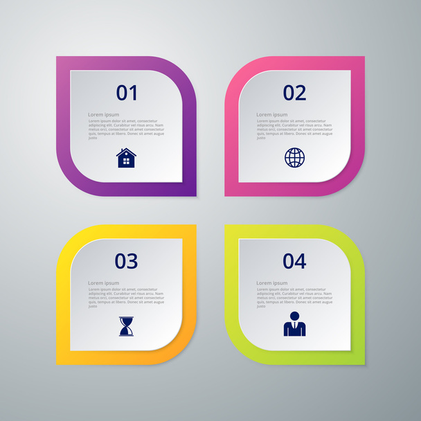 Vector illustration infographics four rounded rectangle - Διάνυσμα, εικόνα