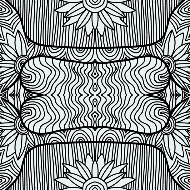 Monochromatyczne klamrowych streszczenie bezszwowe Doodle wzór - czarno-biały wzór - Wektor, obraz