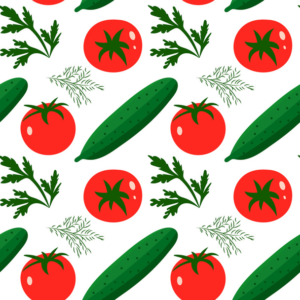 Pomidory i ogórki - Wektor, obraz