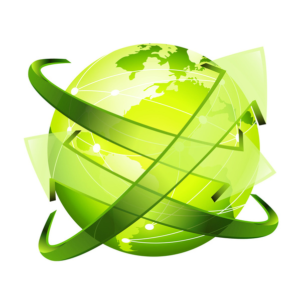 Glassy Arrow Around the Green Earth - Vector, Imagen