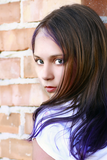 Güzellik kız portre ile mor saç - Fotoğraf, Görsel