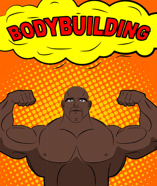 African American athlete in style of pop art. Trained bodybuilde - Διάνυσμα, εικόνα