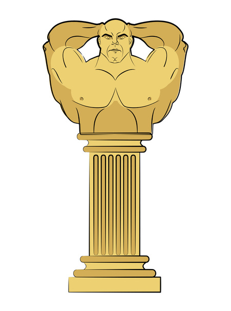Torso bodybuilder on column pedestal. Classic antique sculpture. - Vector, afbeelding