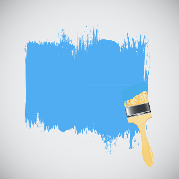 Голубая стена с художественной кистью
 - Вектор,изображение