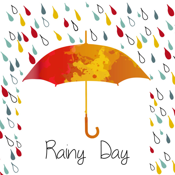 Rainy autumn with  umbrella. Season of rains.rain - Vector, Image