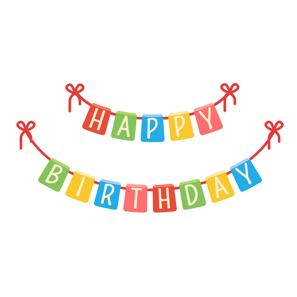 Festive flags garland for birthday party. - Vector, Image