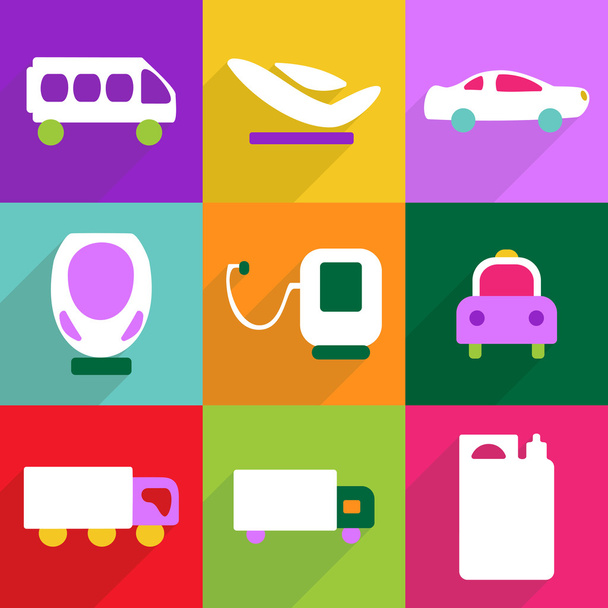 Web icons modern design for mobile shadow, icon set transport - Vector, imagen