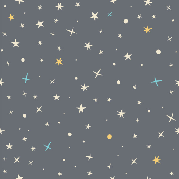 Hand drawn seamless pattern with night sky and stars - Vektor, kép