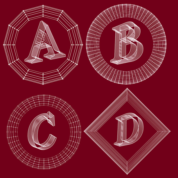Vector illustration of letter . Fonts of Mesh polygonal. Wire frame contour alphabets. Abstract creative concept vector logo. - Vektör, Görsel
